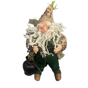 St. Patrick's Day Leprechaun Figure with Pot of Gold 12" Standing Leopard Coat